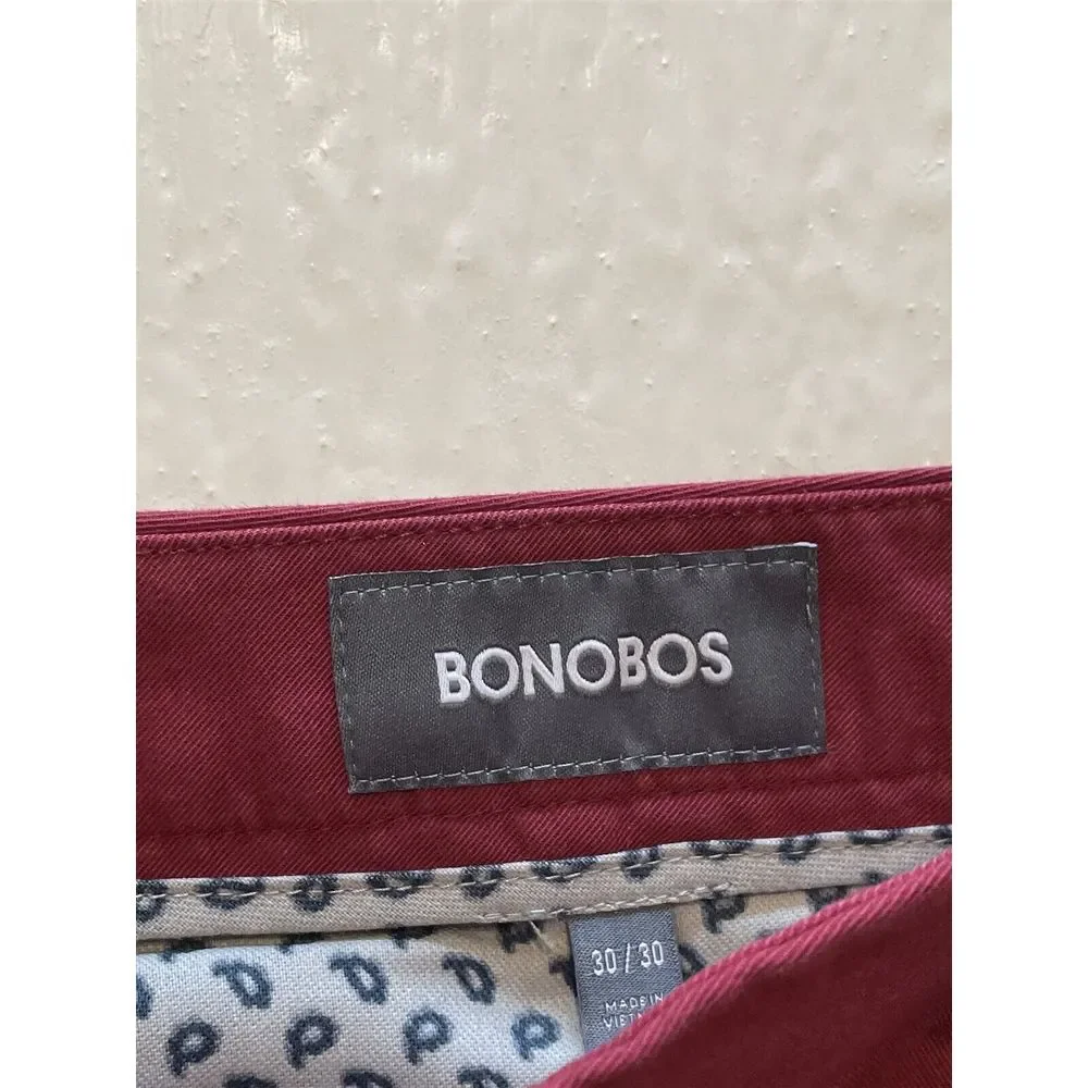 NEW Bonobos‎ 30 x 30 Red Flex Cotton Twill Straight Stretch Washed Chinos Pants